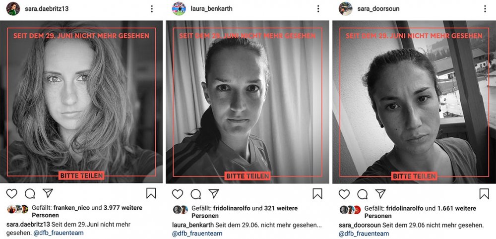 Der DFB setzt sich mit einer Social-Media-Kampagne in die Nesseln. / Screenshot Instagram: (c) DFB