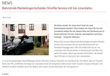 Der Bahnstreik-Marketingentscheider-Shuttle-Service (c) Screenshot: sl-kommunikation.de
