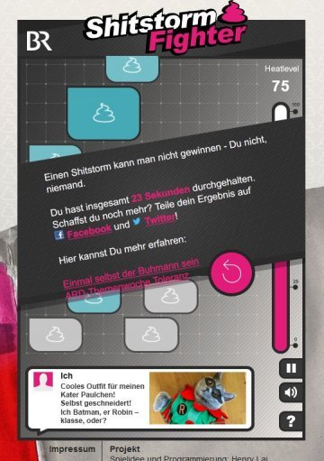 Das ARD-Online-Spiel "Shitstorm Fighter" Screenshot br.de