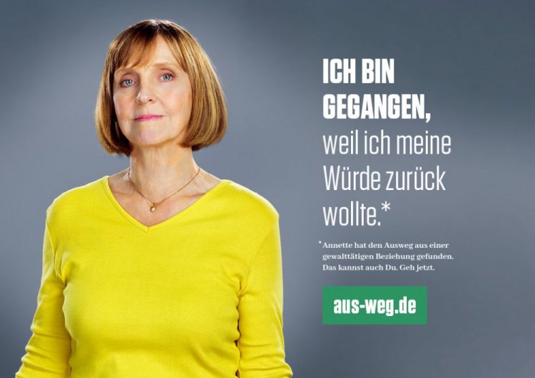 Die Motive der Opferschutzkampagne "Aus/Weg". (c) FHH / www.aus-weg.de
